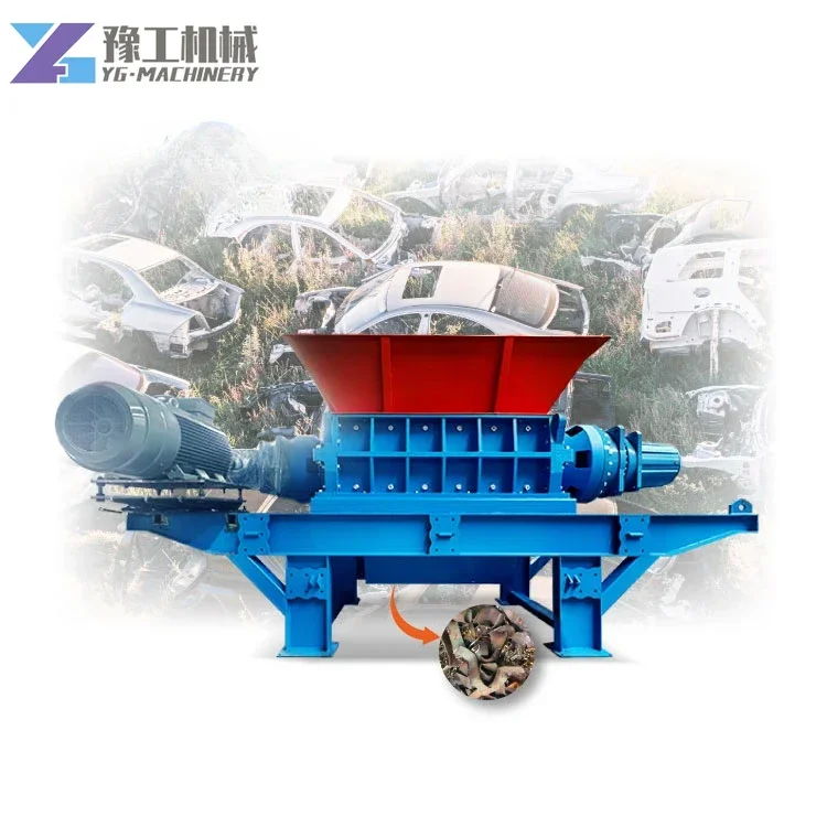 YG Industrial Double Shaft Bicycle Motorcycle Car Engine Scrap Electric Car Body Crushing Steel Scrap Metal Crusher Shredder