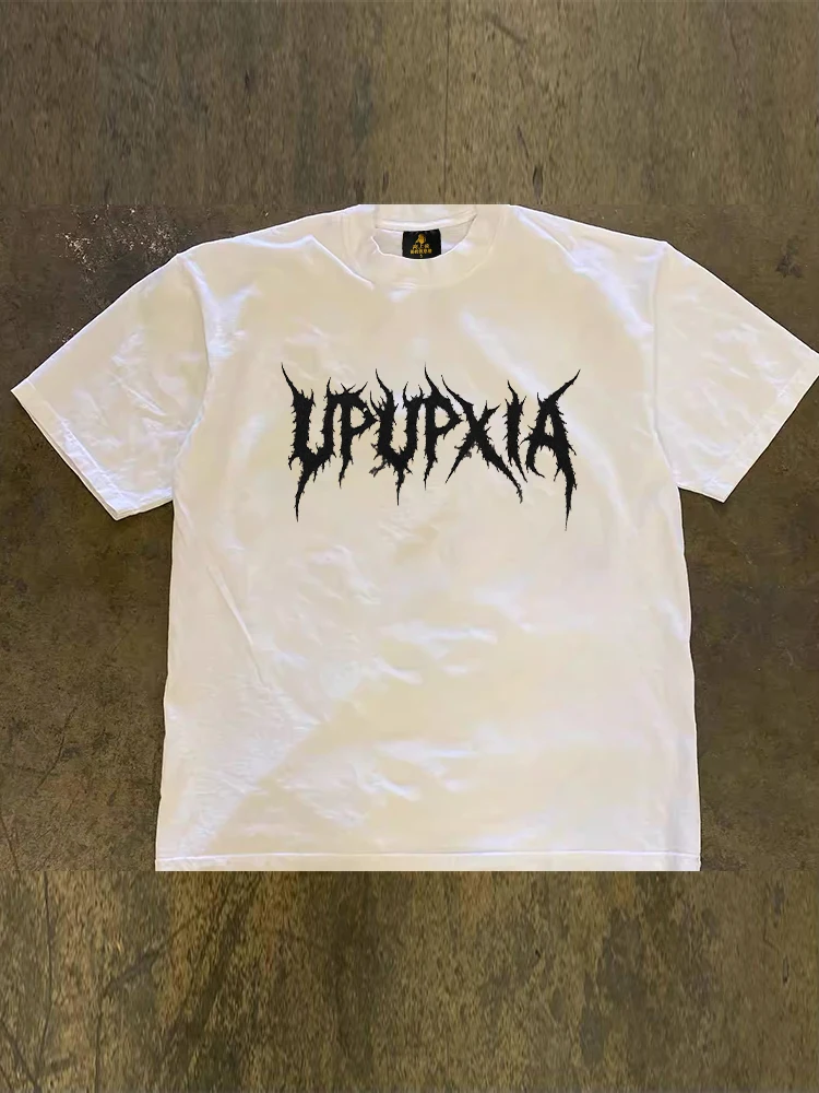 Loose Fit Cotton T-Shirt Unisex Short Sleeve Double Thread UPUPXIA Hero Print Sweat Absorbent round Neck Casual Summer Top