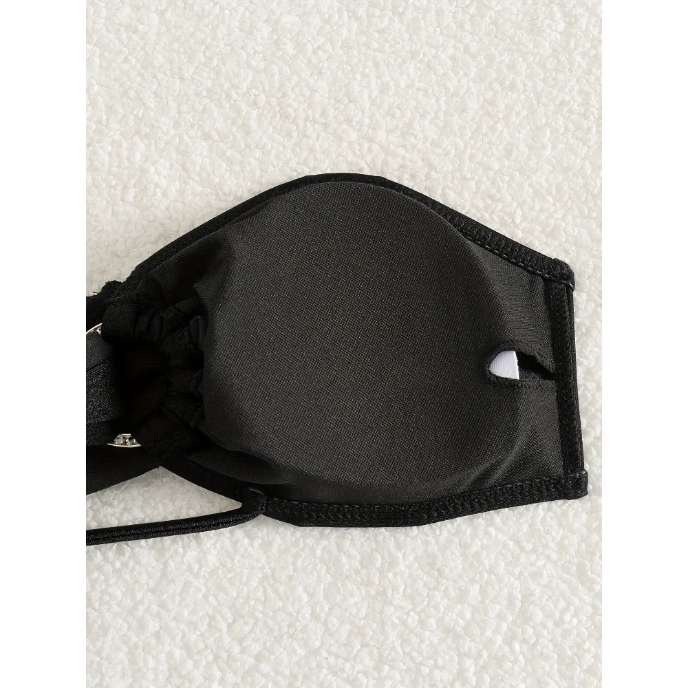 Sexy une épaule noir Bikini 2025 femme maillot de bain deux pièces maillots de bain femme string Bikinis ensemble maillots de bain brésilien Biquini