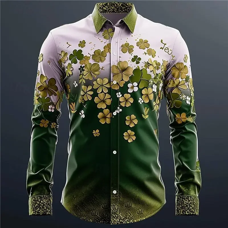 Men's shirt tops men's fashion casual outdoor street new style popular HD pattern men's plus size 2024