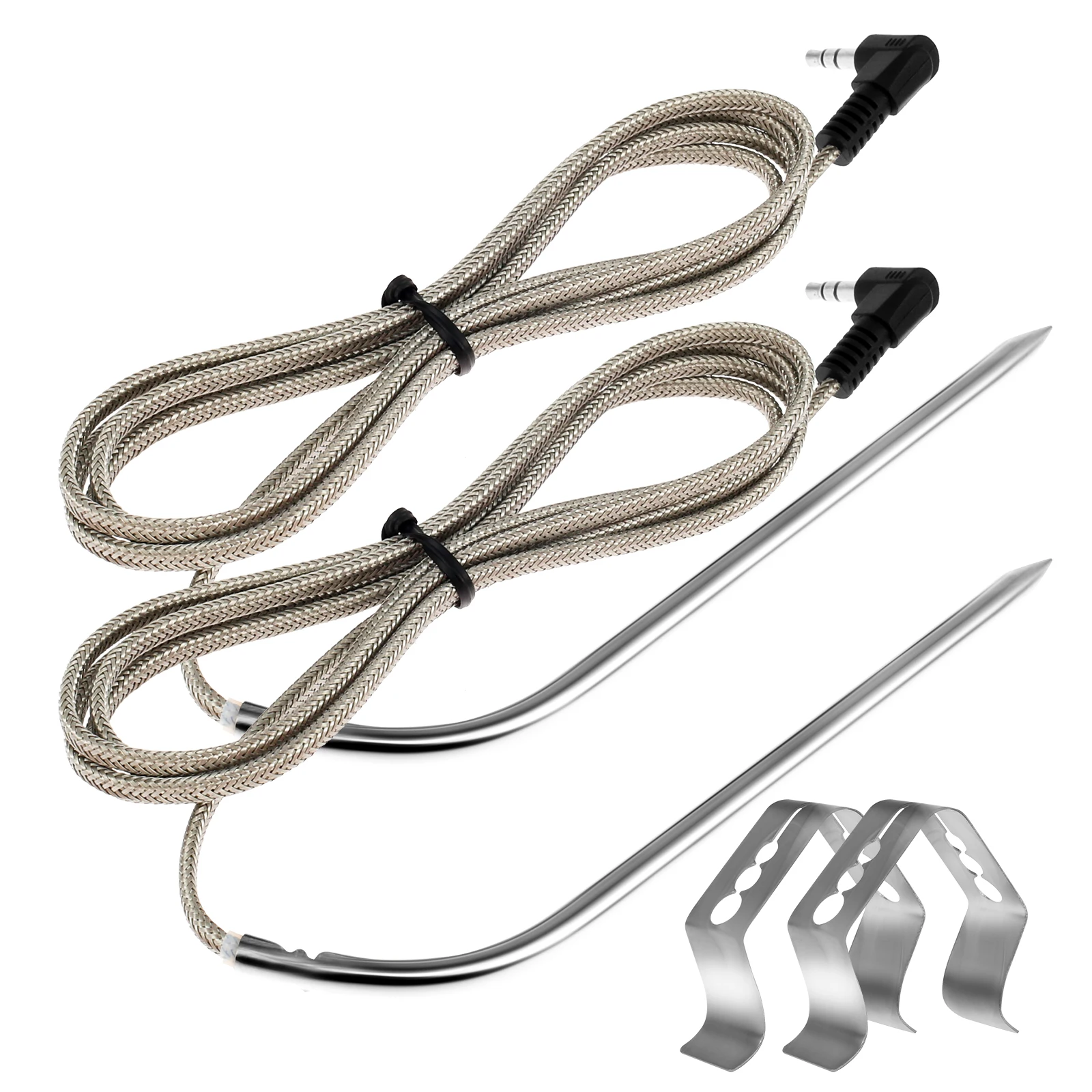 2/4Pcs Replacement Meat Probe 2 Probe Clips Stainless Steel Plug Temperature Probe Precise High Temperature Meat Probe Food