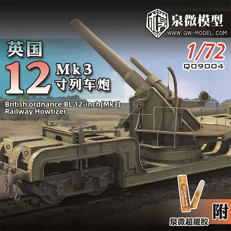 QW Model 3D Print Q09004 1/72 British Ordnance 12 Inch Railway Howitzer Armored Train for Military Model Build Hobby DIY