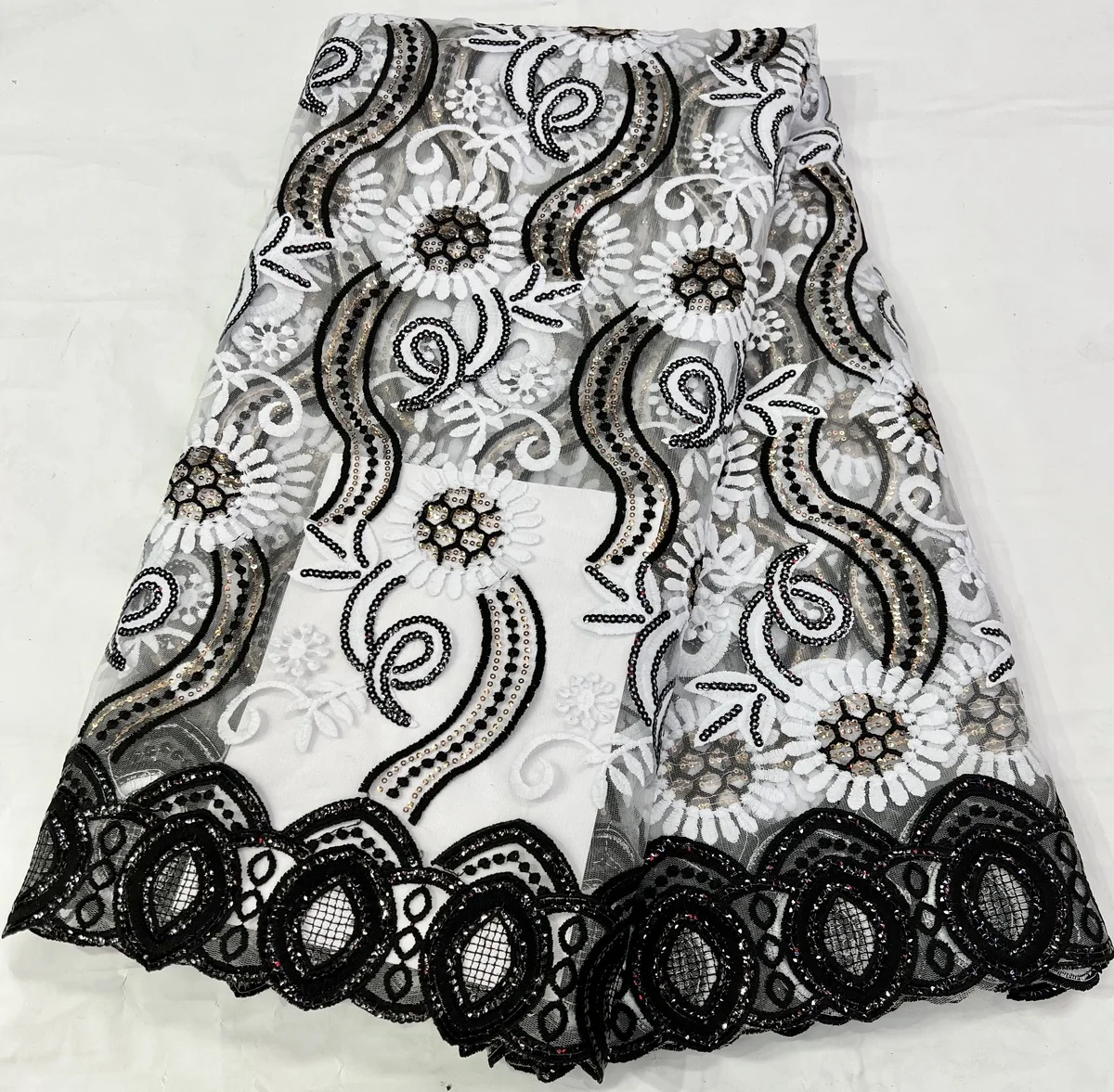 Tissu de dentelle de tulle de lait africain pour femmes, paillettes nigwin, blanc, or, français, haute qualité, coudre, KHD22ram, 2022