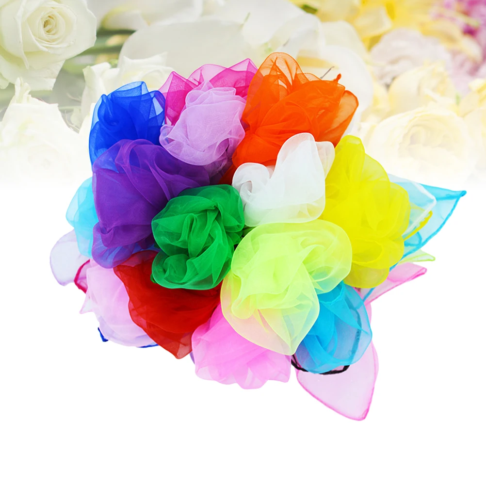 

6pcs 60X60Cm Square Silk Scarves Dance Performance Juggling Tricks Lightweight Foldable Movement Accessories