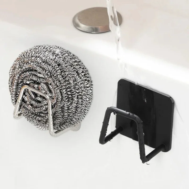 1-10pcs Kitchen  Stainless Steel Sponge Holder Sink Self Adhesive Drain Drying Rack Household Wall Hooks Kitchen Accessories view 6