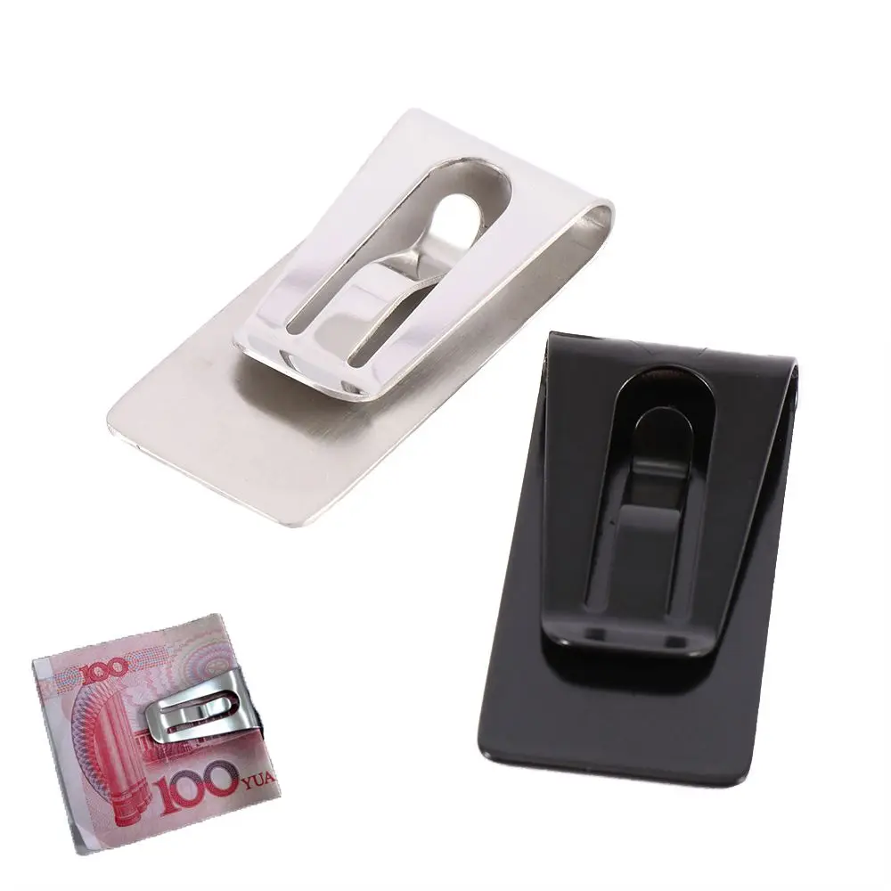 

Stationery Unisex Bill Clip Business Card Holder Stainless Steel Metal Clip Hollow Cash Holder ID Card Money Clips