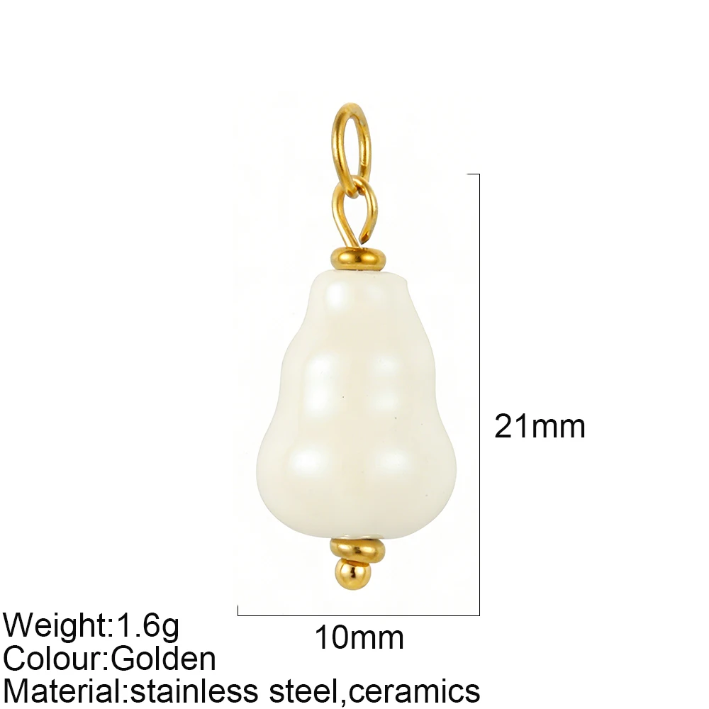 Colorful Gourd Shaped Ceramic Enamel Charms Lucky Pendants PVD Plated Stainless Steel Findings for DIY Bracelet Necklace Earring