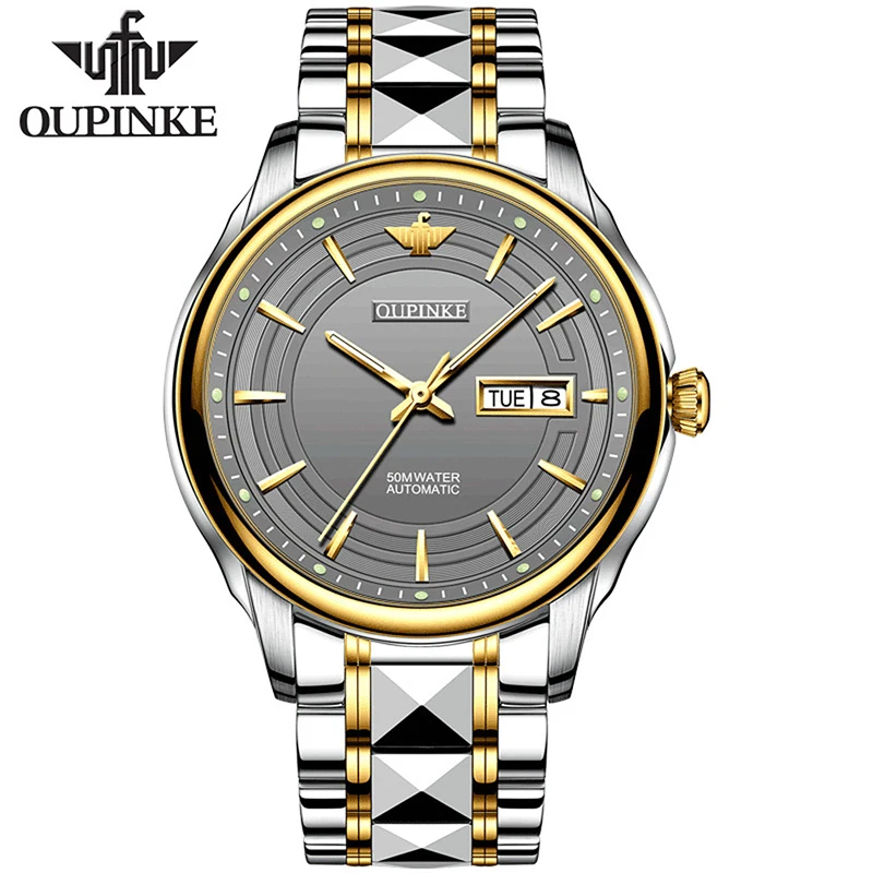 OUPINKE Top Mens Watches Business Automatic Mechanical Waterproof Watch For Man Sapphire Mirror Date Clock Men Relojes Hombre