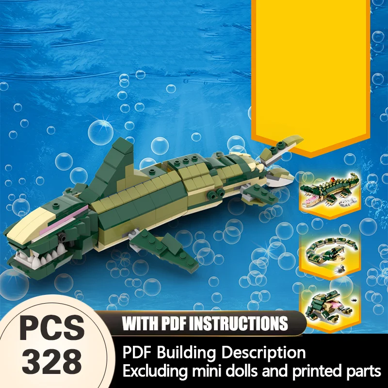 

Creators Animal Series Model MOC Building Bricks 4-In-1 Ichthyosaur Modular Technology Gifts Holiday Assemble Children Toys Suit