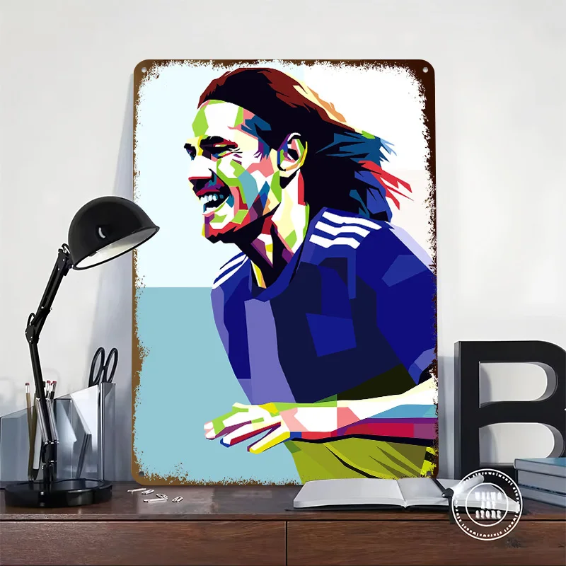 Antoine Griezmann Colorful Portrait Metal Poster Perfect Gift for Fans Lovers Customized Wall Art Metal Sign for Decoration Home