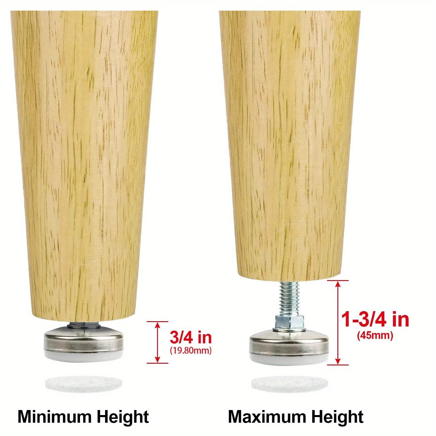 Pieds de Meubles Réglables, 8 Pièces, Support de 1320lb, Kit d'Écrou en T, Filetage 3/8-16