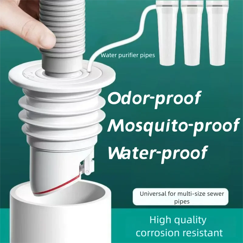 2PCS Kitchen Bathroom Drain Anti-odor Plug Magnetic Seal Backflow Insect Proof Sewer Pipe Deodorant Plug Universal Pipe Fitting