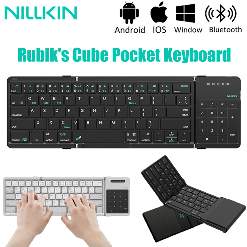

NILLKIN Foldable Bluetooth Wireless Game Keyboard with Touchpad for Android IOS Windows ipad Tablets Portable Pocket Keyboard