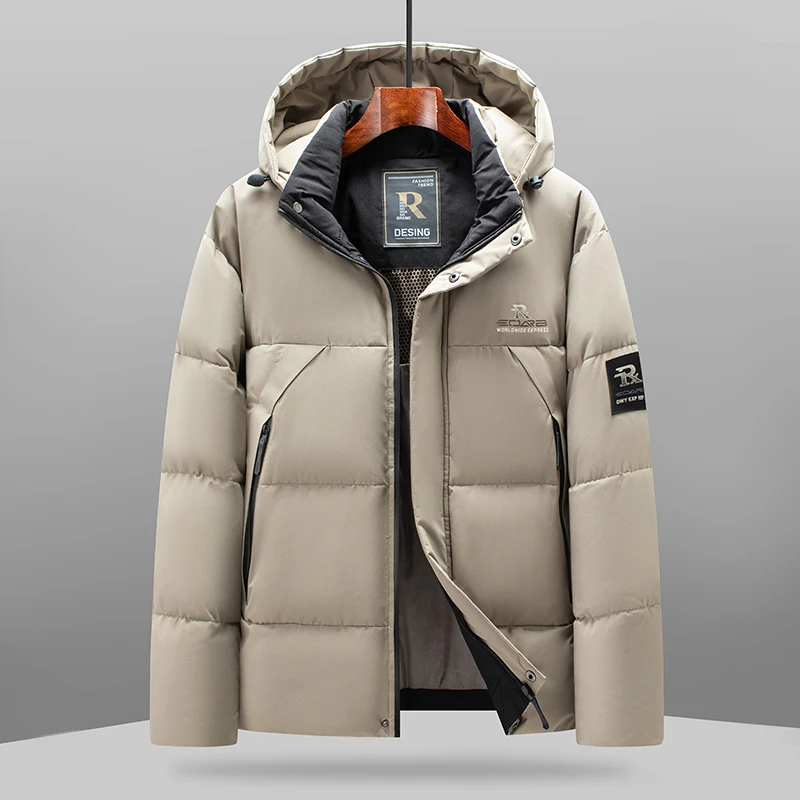 2025 Autumn/Winter New Men's Hooded Cotton Coat with Thick Velvet for Warmth, Middle aged Dad's Cotton Coat