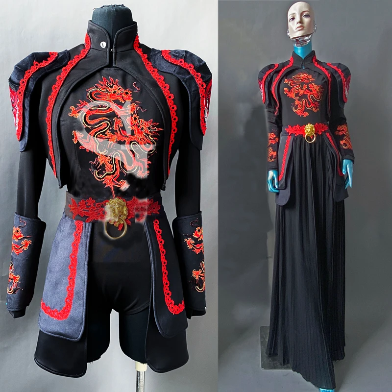 

Женская групповая одежда в китайском стиле Kpop, одежда для ночного клуба, бара, Dj Ds Gogo, костюм для джазовых танцев, одежда для сценического рейва, XS3699