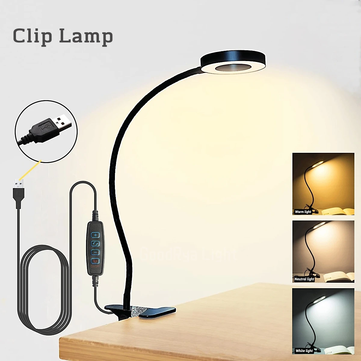 Bright USB Powered Flexible Clip-On Lamp, Standing Lighting, Kids Desk, Reading LED Desk Lamps, Work, Office, Laptop, Light