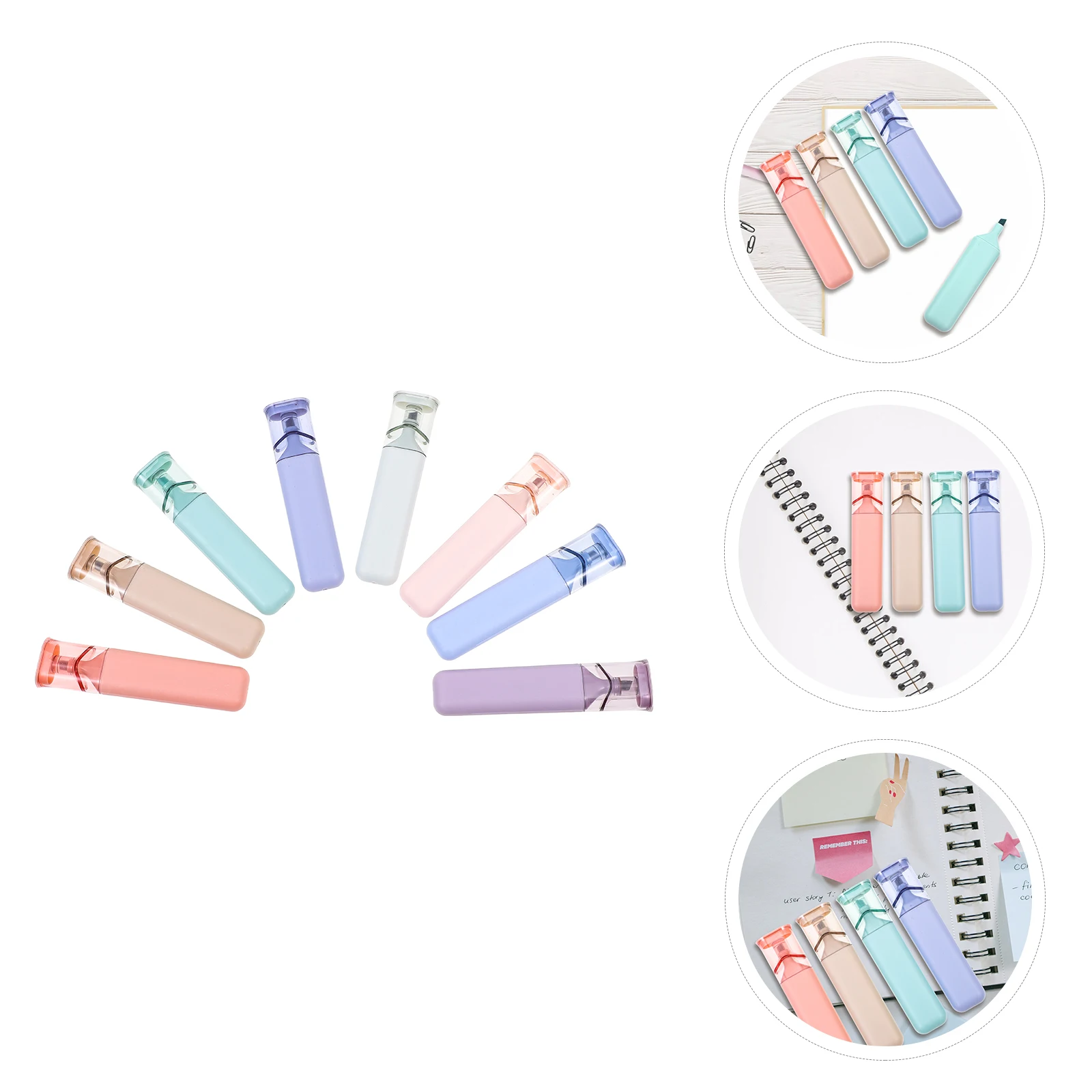 

8pcs Fluorescent Highlighters Smooth Writing Colorful Markers For School Office Diy Notes Portable Leakproof Marker Pens Set