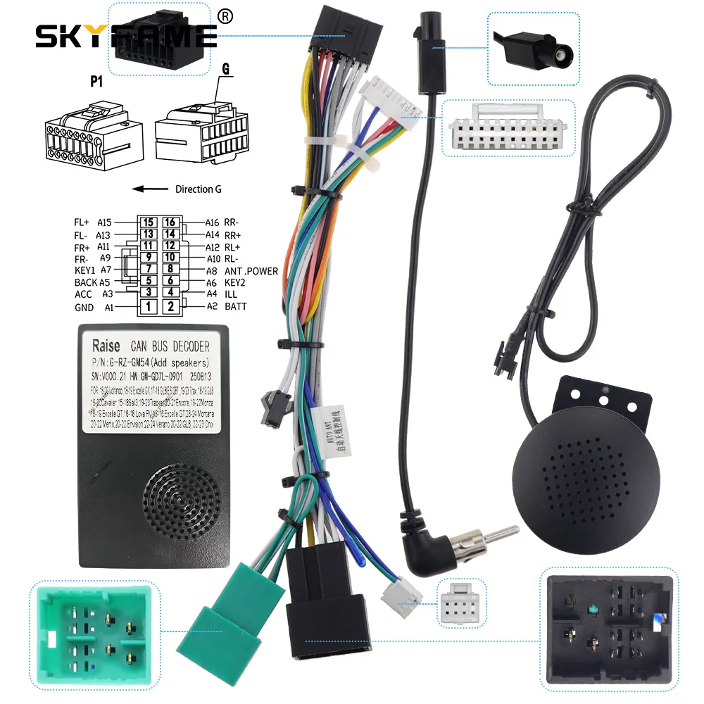 SKYFAME 16Pin Car Wiring Harness Adapter Canbus Box For Chevrolet Cavalier Spark Onix Tracker Orlando GM-RZ-04 RZ-GM04