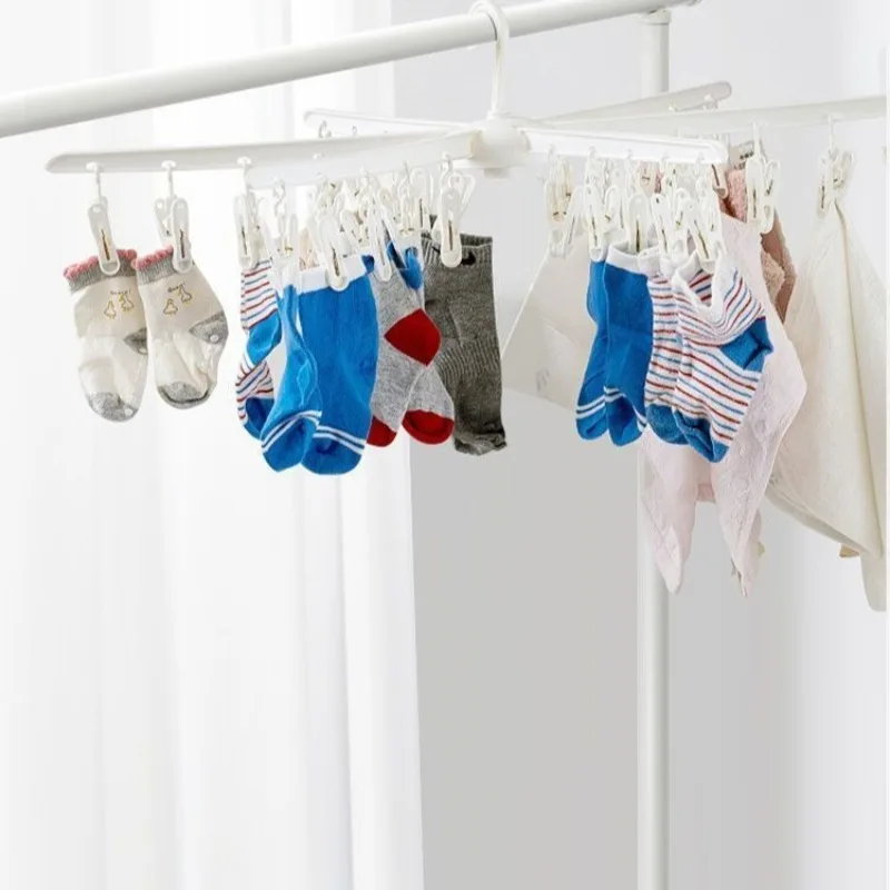 Stainless Steel Clothes Horse Rotating Clothes Rack Floor Folding Space Saving Hanger Child Classification Laundry Dry Racks
