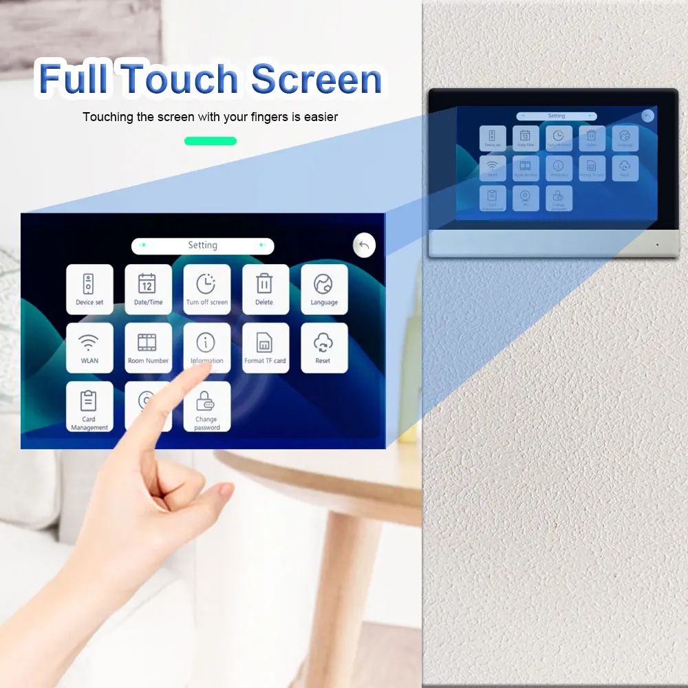 Imagem -04 - Sistema de Intercomunicação de Porta com Fios Wi-fi 1080p Campainha com Cartão Rfid Desbloqueio Tela Sensível ao Toque de Polegadas Proteção de Segurança