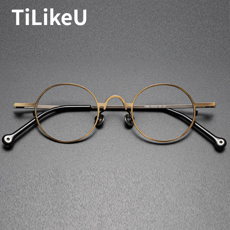 

Japanese Design Retro Frame Round Hand-made Titanium Alloy Glasses Frames Men Women Personalized Trend Myopia Optical Eyeglasses