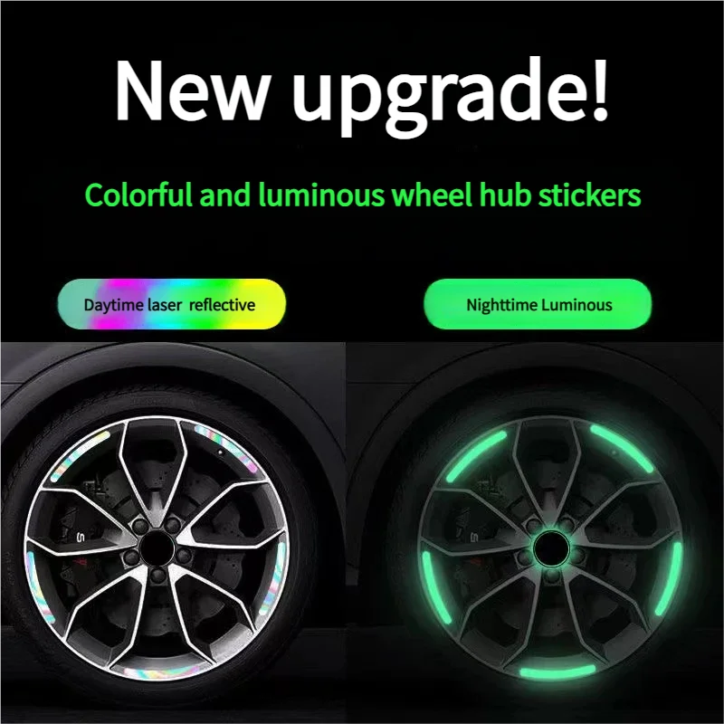 20Pcs Bicycle Reflective Wheel Stickers Car Reflective rim tape Luminous Fluorescent Color Wheel Decoration Moto Night Stickers