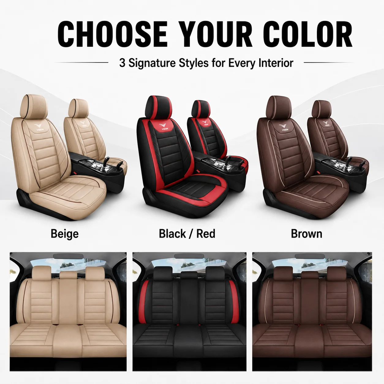 5-Seater Premium Leatherette C - Leather Car Seat Covers Full Set Universal recension och pris