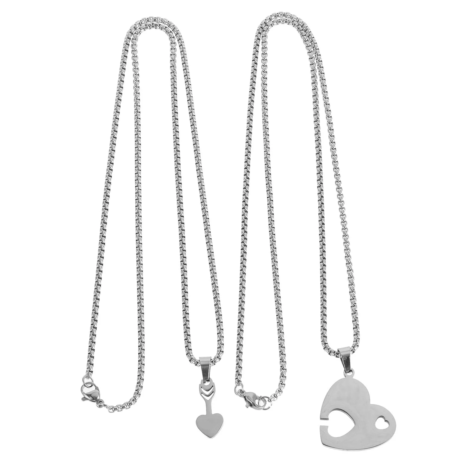 

1Set Heart Necklace Couples Matching Necklaces Metal Jewelry Pendant for Boyfriend Girlfriend Metal Necklace Jewelry