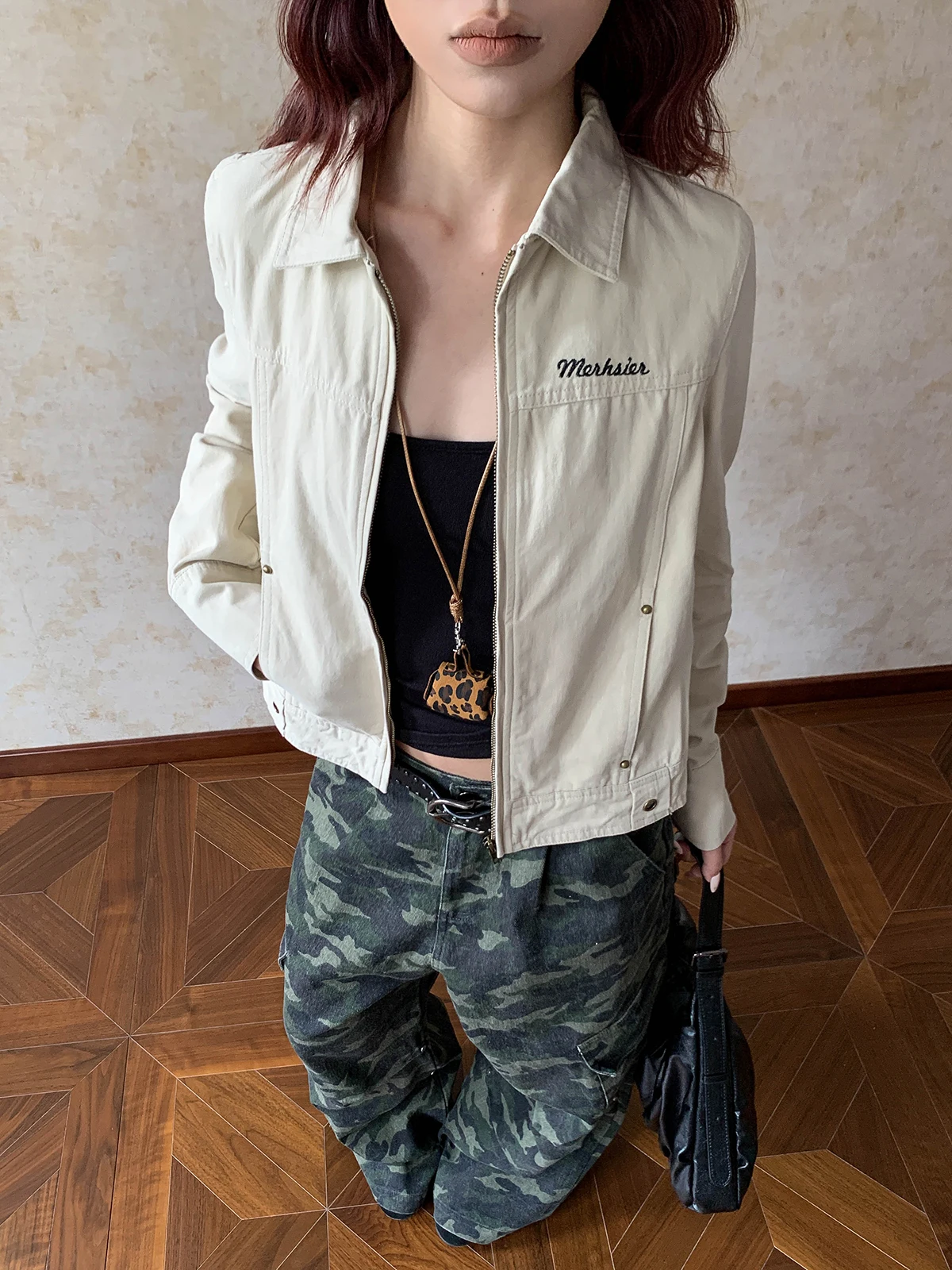 

Женская осенняя высококачественная укороченная куртка в американском ретро-стиле, оранжевая, с эффектом стройности, универсальная верхняя одежда