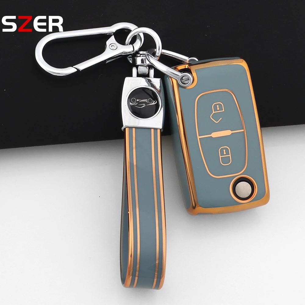 Modische TPU-Autoschlüsselhülle für Peugeot Partner Citroen Berlingo C3 Picasso 2009 2010 2011-2016 Schlüsselanhänger Zubehör