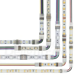 COB SMD LED Strip Connector For 2pin 8/10mm 2/3/4/5/6 pin SMD COB 5050 2835 Single Color LED Tape Solderless Right Angel Wire