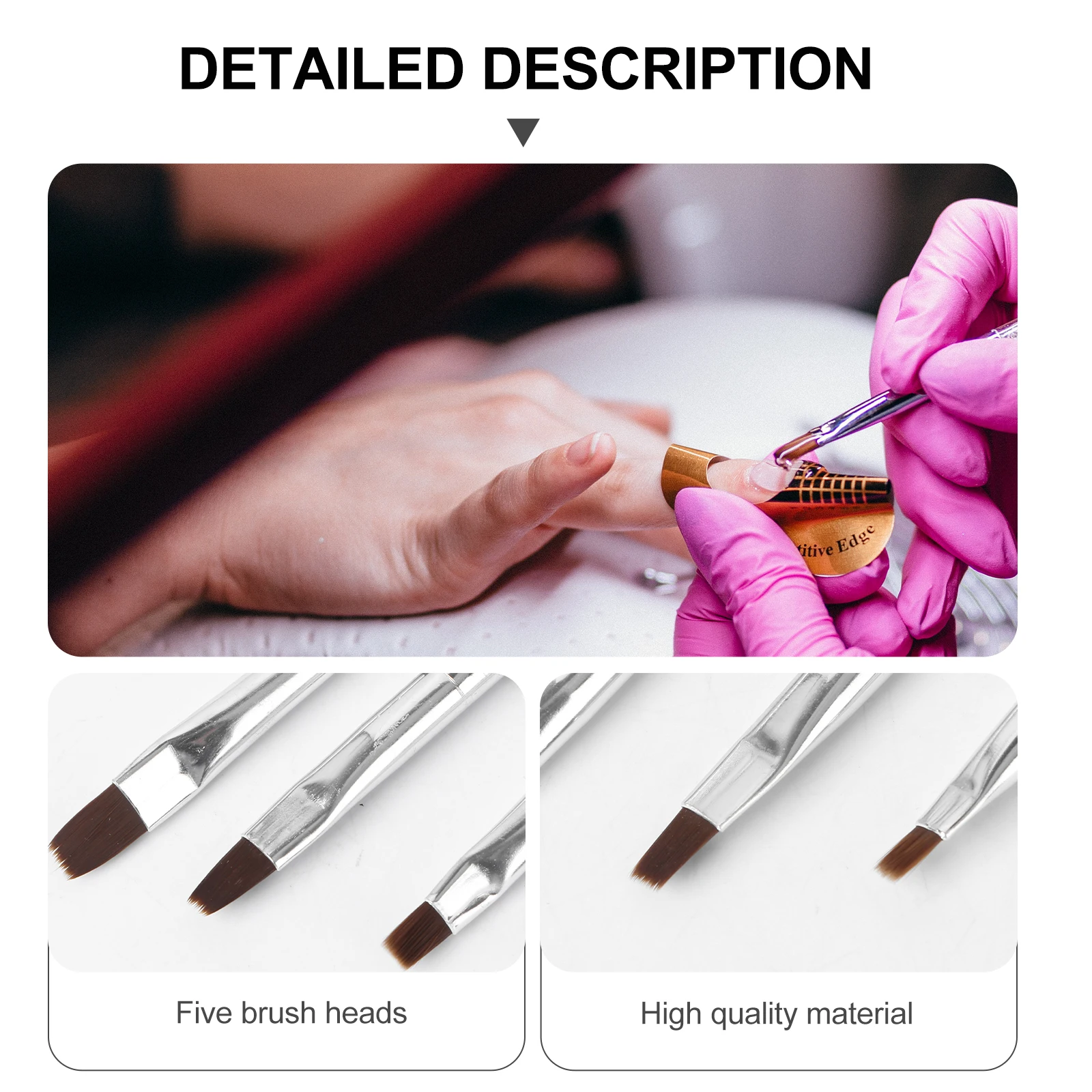 

5 Pcs Nail Art Brush Black Manicure Set Dotting Pen Tool French Polish for Nial