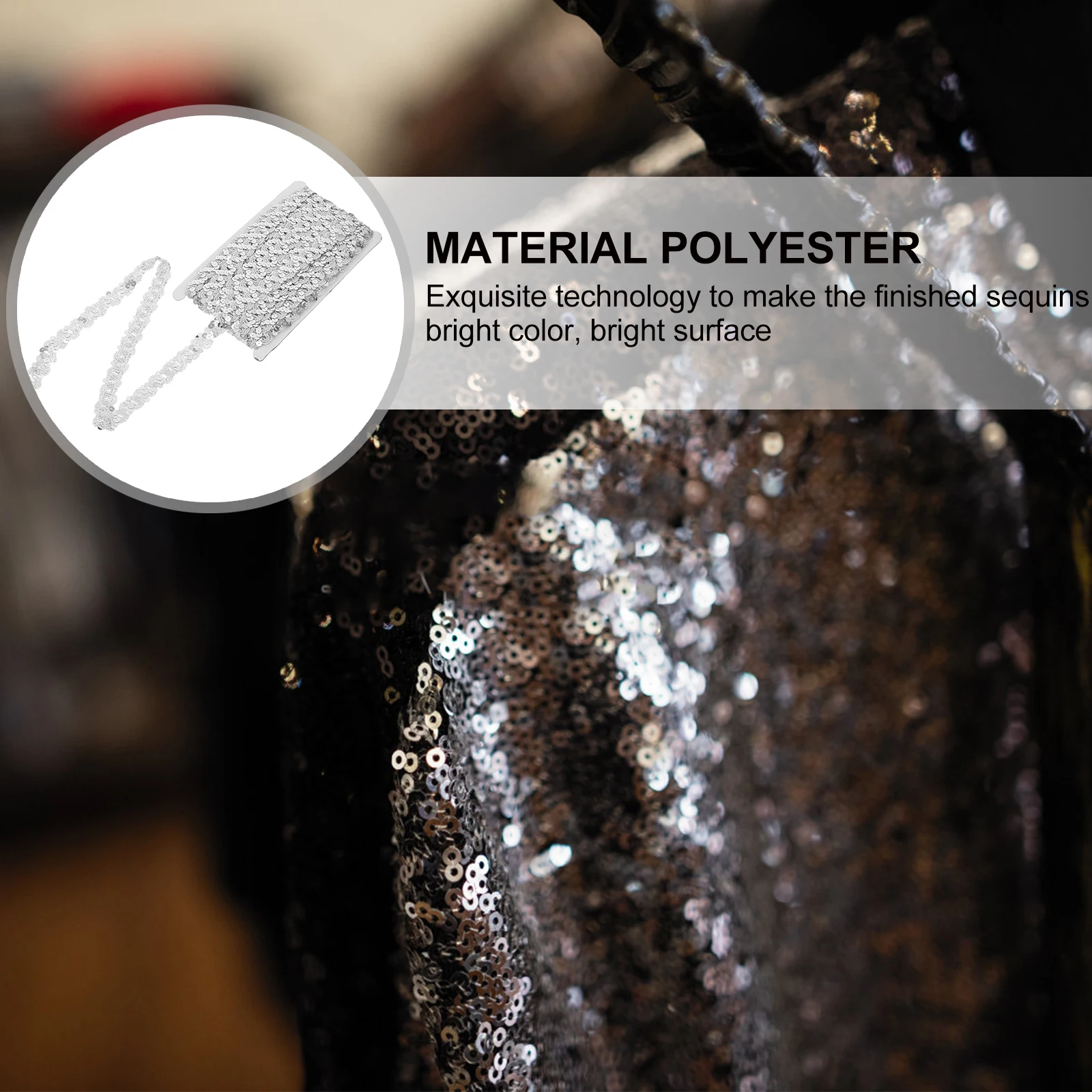 

1 Roll Sequin Ribbon for DIY Sewing Making Craft Trim Decorative Edging Lace for Clothing Bedding Curtain Home Decor