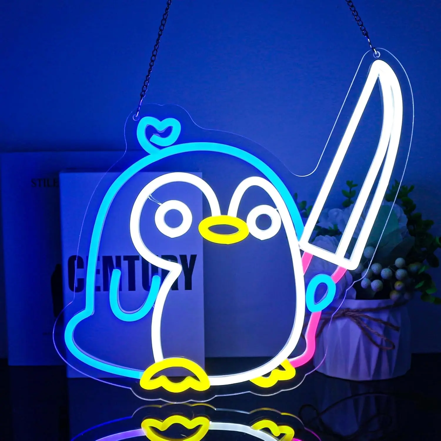 البطريق النيون تسجيل أضواء النيون لغرفة الطفل ديكور عكس الضوء LED النيون علامات للنادي بار حفلة عيد ميلاد حديقة هدايا عيد الميلاد