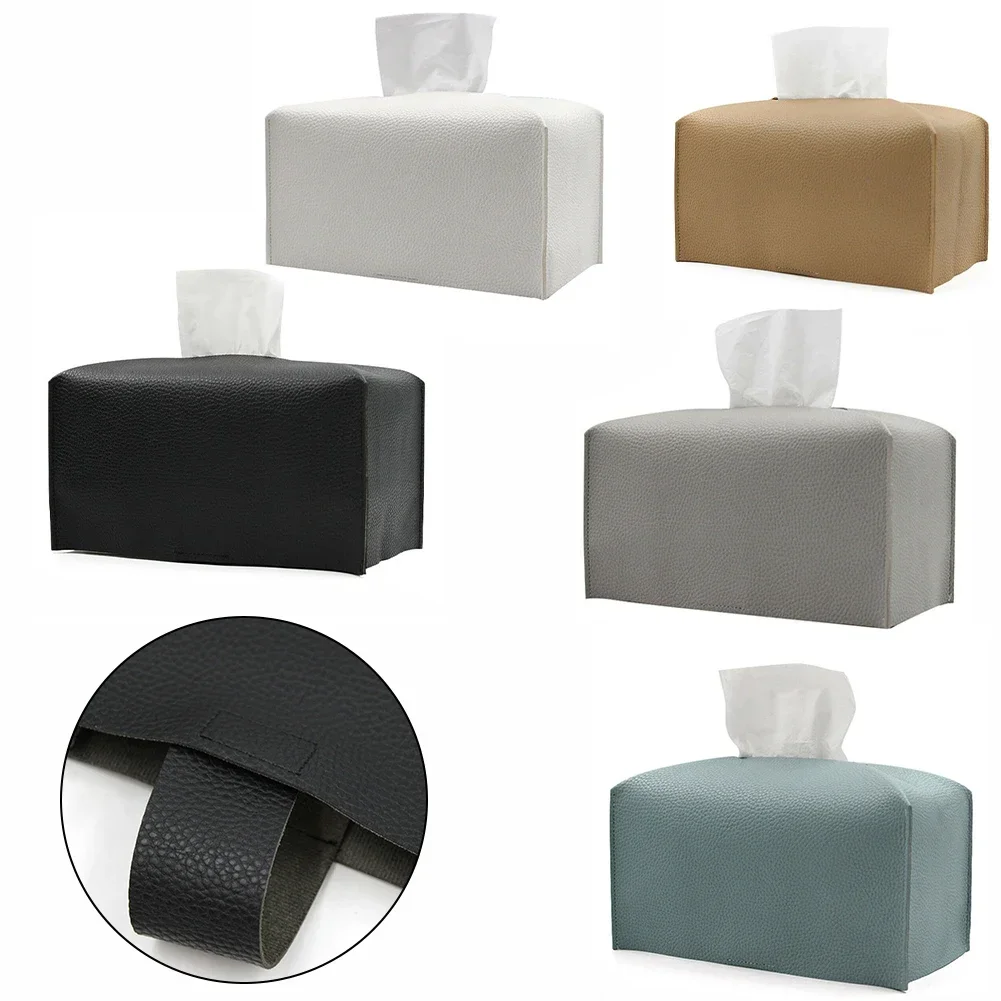 

PU Leather Square Tissue Box Cover Napkin Holder Foldable Handkerchief Case For Kitchen Accessories Desktop Storage Organizer