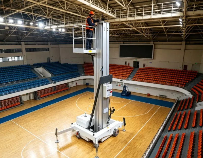 CE ISO Electric Aluminum Mast Lift 4m 6m 8m 10m 100kg 150kg Vertical Man Lift Single Mast Aerial Work Platform
