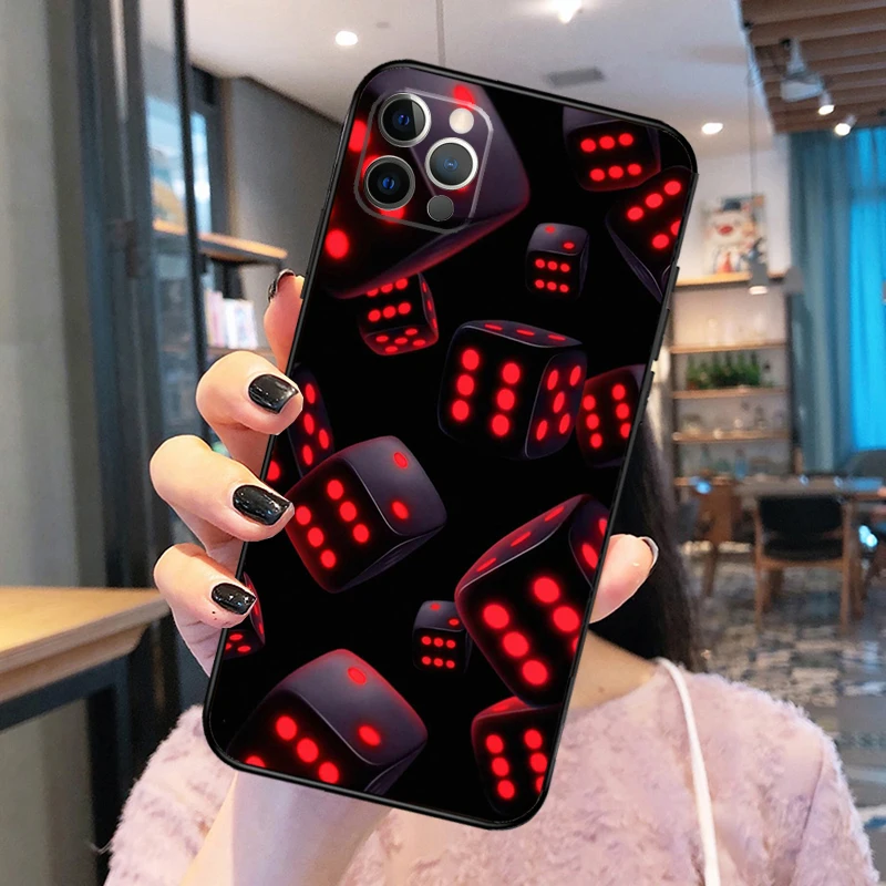 Dice Art Case For iPhone 11 12 13 14 15 16 Pro Max XS XR X Plus 12 13 Mini Bumper Cover Capa