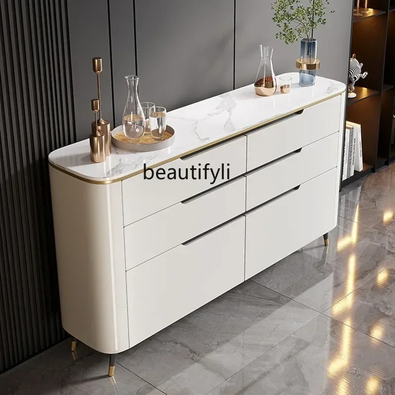 

6239P lt Light luxury door cabinet Modern simple shelf Living room partition rock slab Italian dining room High-end dining sid