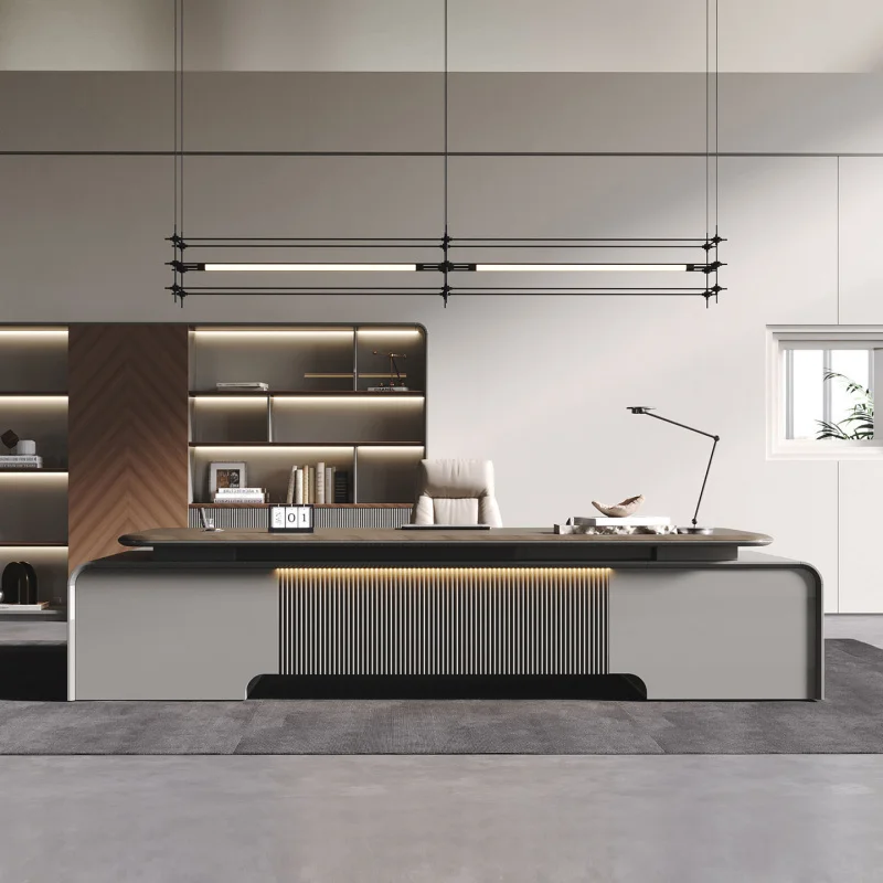 Modern Minimalist Executive And Office Chair , A Complete Set Of New-Style Simple Furniture, CEO Desk, Light