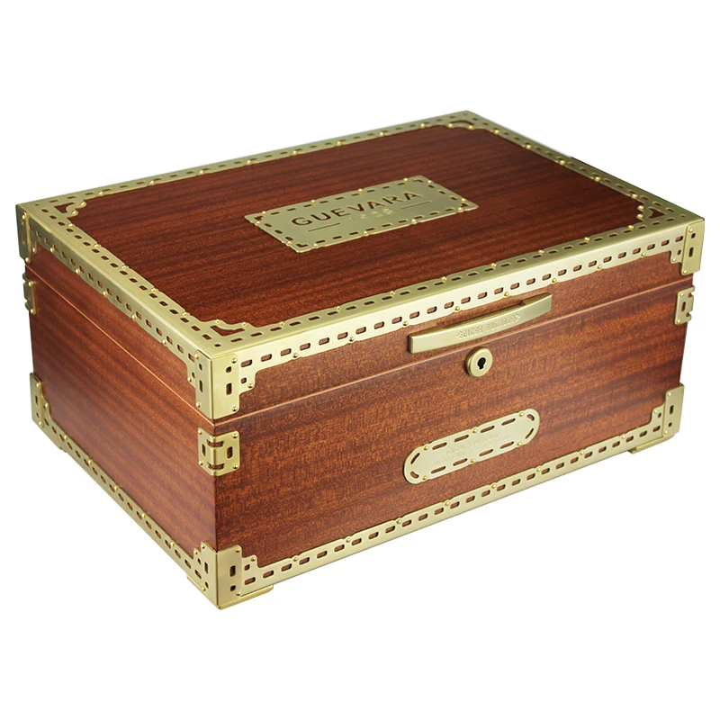 Cigar moisturizing box Large cedar wood mellowing box Metal hemming high-end cabinet