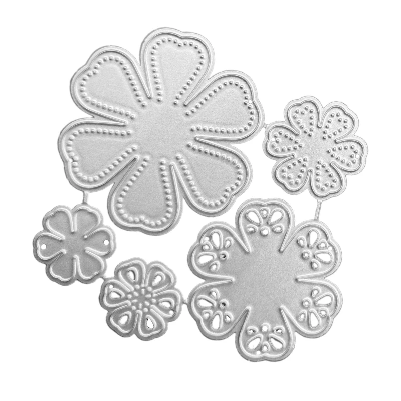 367A 6-Petal Florals 5 in 1 Flowers Embossing Knife Die Metal Cutting Dies for DIY Scrapbook Paper Cards Embossed Decor Craft