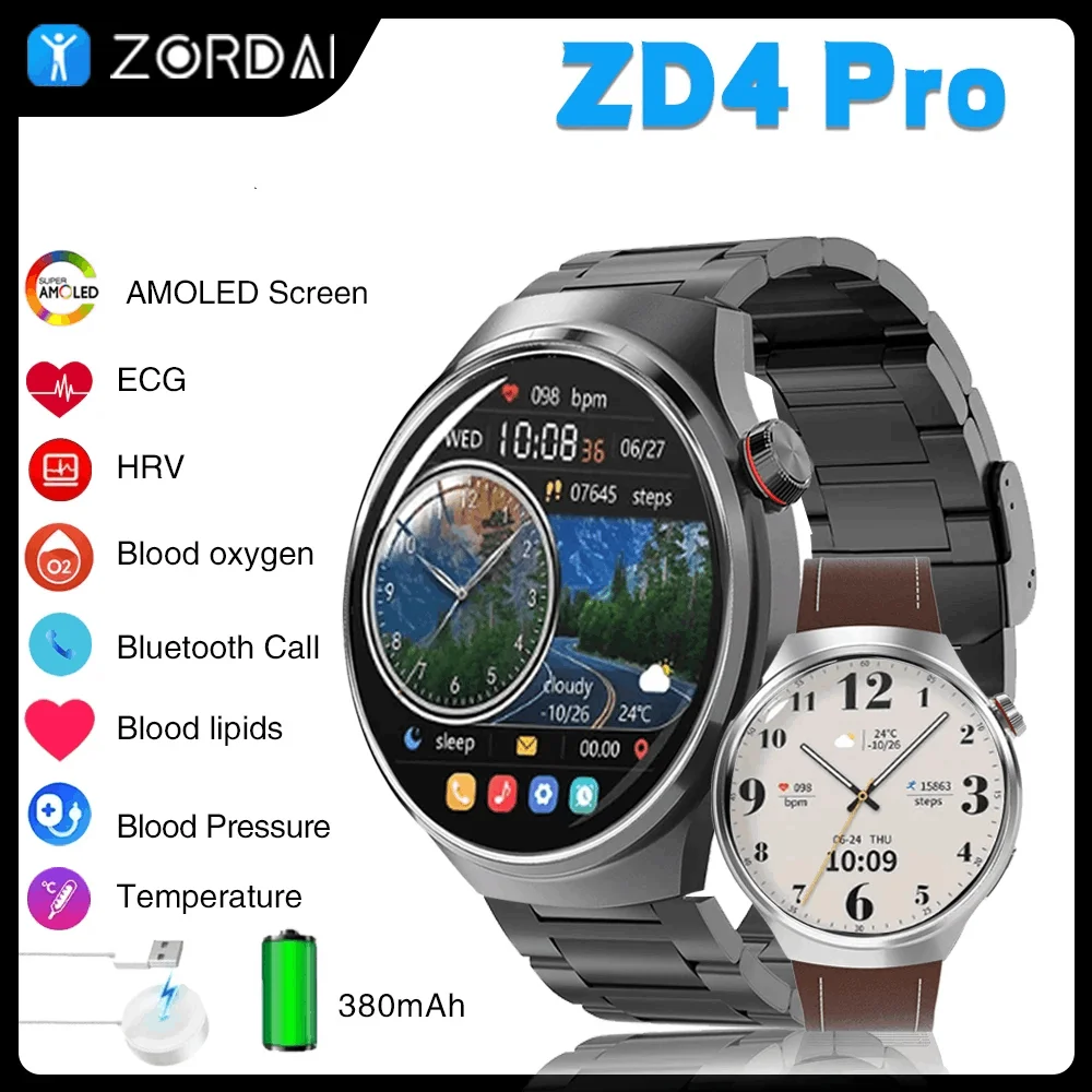 

Смарт-часы Zordai ZD4 Pro для мужчин, умные часы с функцией измерения сердечного ритма, Bluetooth, GPS, IP68, AMOLED экраном