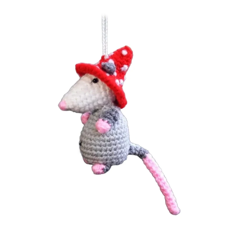 Knitted Possum​ Decoration Automotive Interior Crochet Opossum Pendant Car Rearview Hanging Ornament Decoration