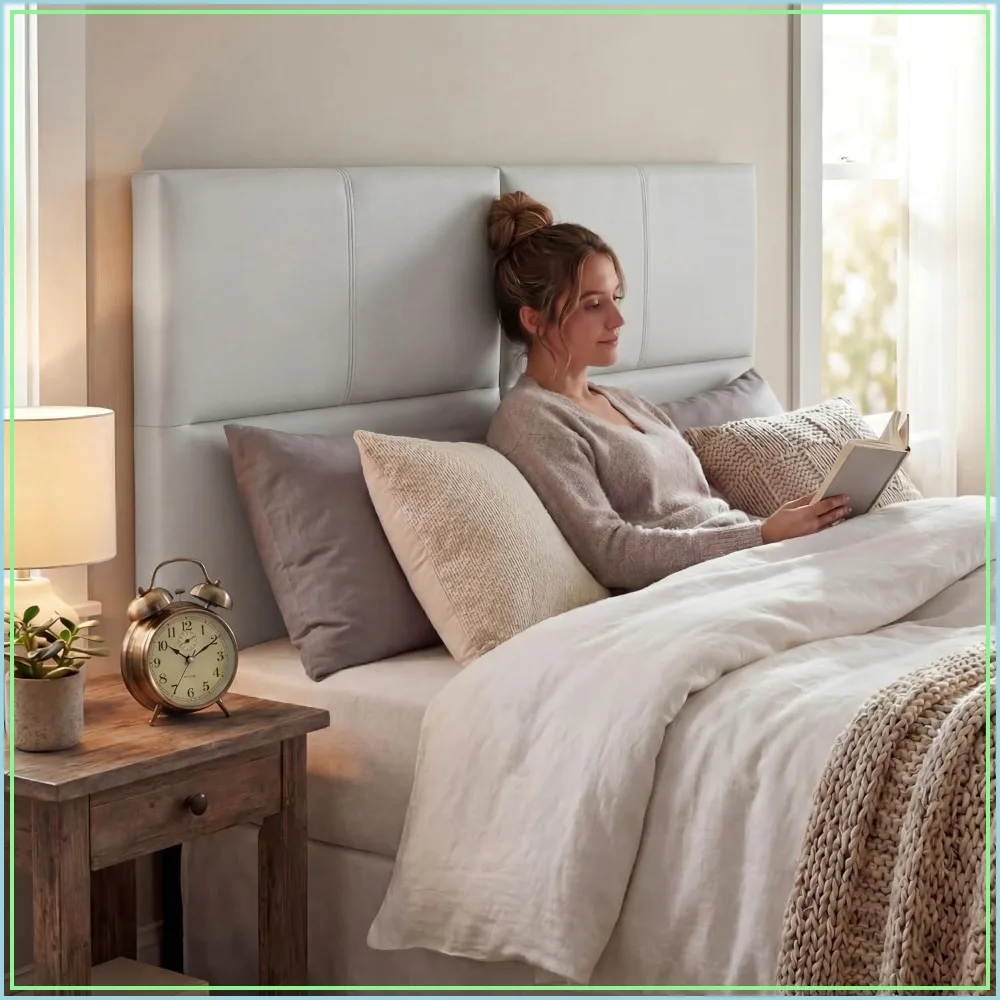 Upholstered Headboard King Size Bed Headboard with Adjustable Height Metal Legs Faux Leather