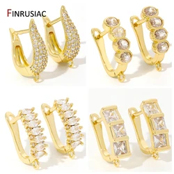 18k Gold Plated Zircon Basic Fixtures Earwire Fasteners Earring Hooks Clasps For DIY Women Earrings Making Supplies Accessories