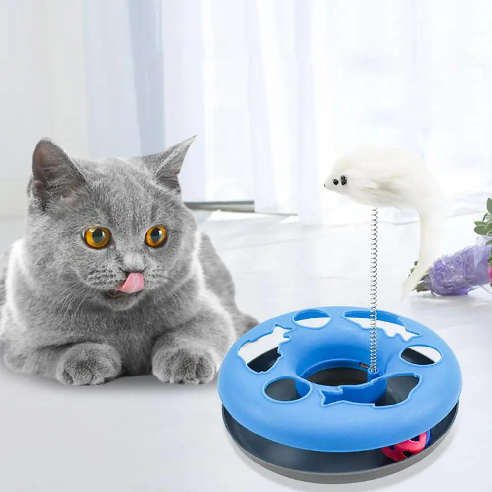 Cat Round Spring Roller Tracks With Exercise Balls Teaser Mouse Pet Interactive Toy For Indoor Cats Cat Supplies Dropshipping