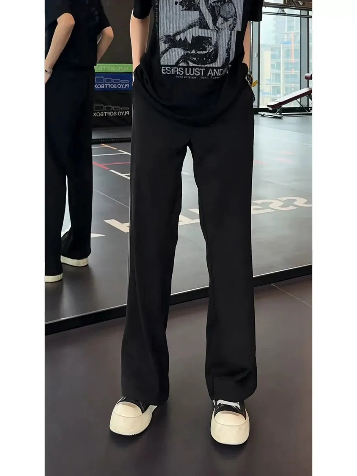 Cleanfit Black Men's Casual Pants Slimming Straight Leg Lightweight Summer Trousers Elegant Draping Lengthening Leg Appearance