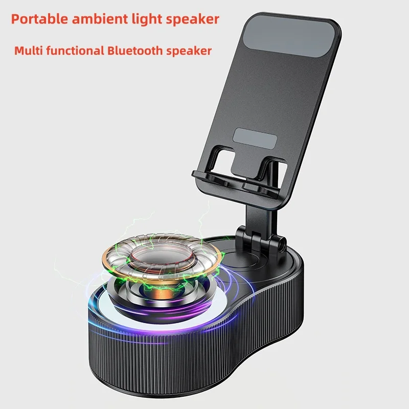 Portable Bluetooth Speakers RGB Colourful Light Foldable Lazy Tablet Phone Stand Speaker Mini 3-In-1 360° Rotating Music Player