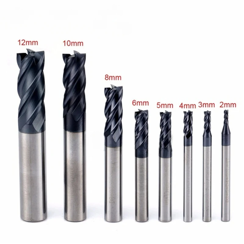 WOY Milling Cutter Hrc50 Endmill Alloy Tungsten Steel Cnc Maching  Top Milling Machine Tools For Steel 1.0mm-12.0mm