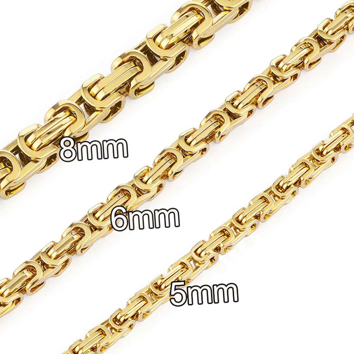 Heavy Byzantine Long Chain Necklaces Stainless Steel Strong Thick Link Chain Necklace Hip Hop Punk Male Jewelry for Men Rapper